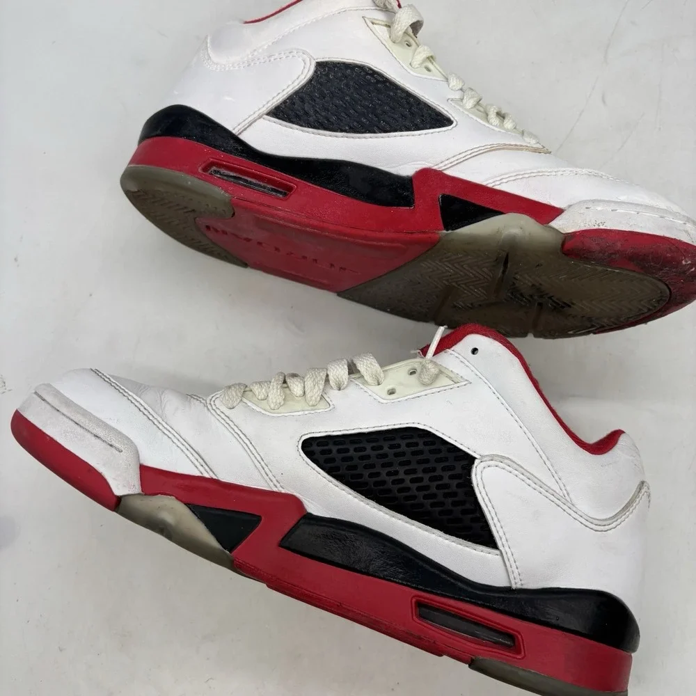 Air Jordan 5 Retro 2016 Low Fire Red Shoes Mens 9 Lace Up White Sneaker Sports